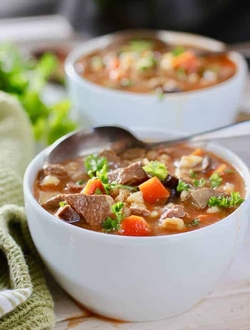 Beef stew - Slow cooker beef barley and mushroom soup recipes