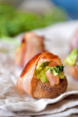 Appetizer - Bacon Wrapped Crab Stuffed Mushrooms recipes